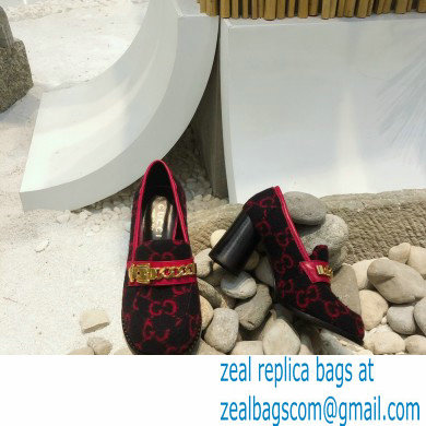 Gucci Heel 8.5cm GG Wool Loafers with Chain 2020