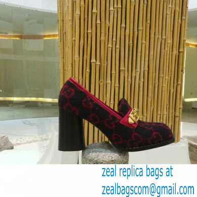 Gucci Heel 8.5cm GG Wool Loafers with Chain 2020