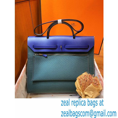Hermes Herbag Zip 39 Bag in Original Qualityroyal blue/army green - Click Image to Close
