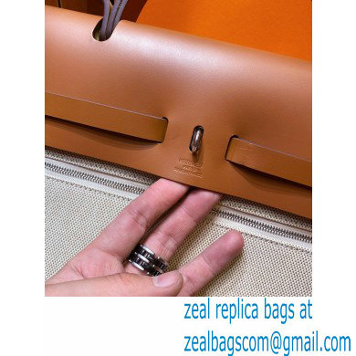 Hermes Herbag Zip 39 Bag in Original Quality Creamy with brown piping