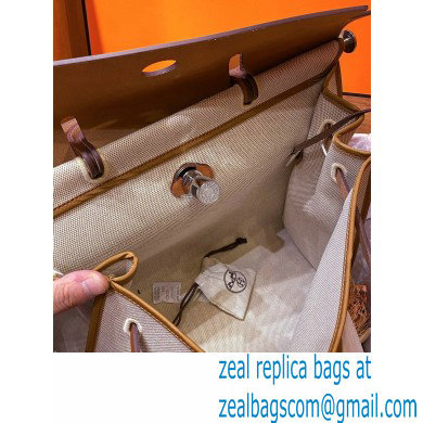 Hermes Herbag Zip 39 Bag in Original Quality Creamy with brown piping