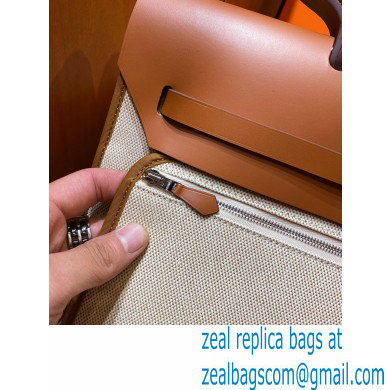Hermes Herbag Zip 39 Bag in Original Quality Creamy with brown piping - Click Image to Close