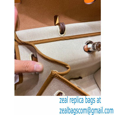 Hermes Herbag Zip 39 Bag in Original Quality Creamy with brown piping