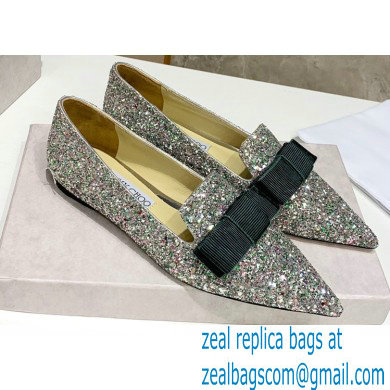 Jimmy Choo Gala Point-Toe Ballerina flats Glitter 01 2020 - Click Image to Close