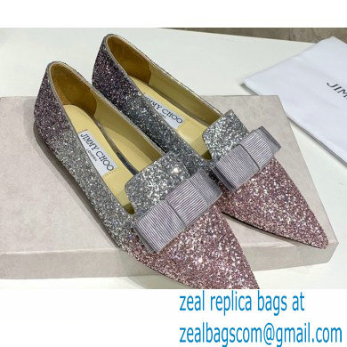 Jimmy Choo Gala Point-Toe Ballerina flats Glitter 03 2020 - Click Image to Close