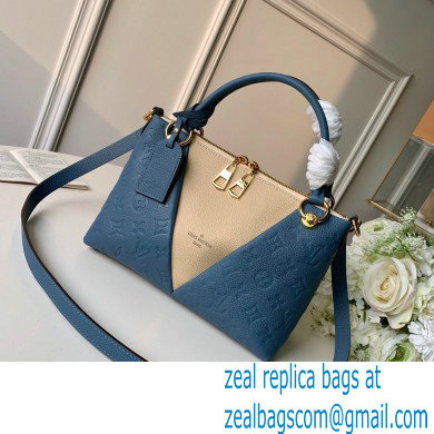 LOUIS VUITTON V TOTE BB MONOGRAM EMPREINTE M44419 BEIGE/BLUE