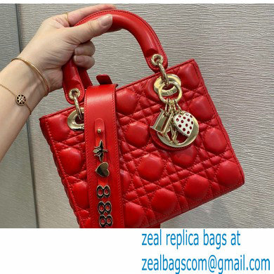 Lady Dior Small Bag in Dioramour Cannage Lambskin Red 2020