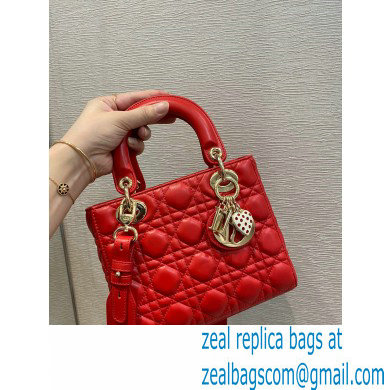 Lady Dior Small Bag in Dioramour Cannage Lambskin Red 2020