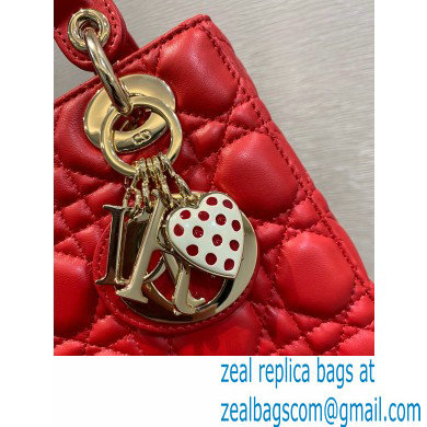 Lady Dior Small Bag in Dioramour Cannage Lambskin Red 2020