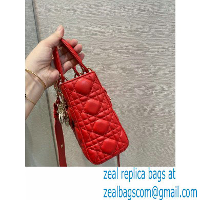 Lady Dior Small Bag in Dioramour Cannage Lambskin Red 2020