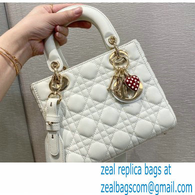 Lady Dior Small Bag in Dioramour Cannage Lambskin White 2020 - Click Image to Close