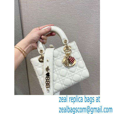 Lady Dior Small Bag in Dioramour Cannage Lambskin White 2020