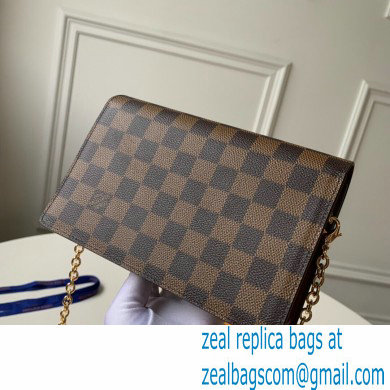 Louis Vuitton Damier Ebene Canvas Vavin Chain Wallet N60222 Bordeaux Red - Click Image to Close