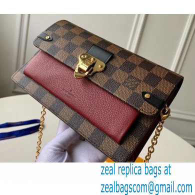 Louis Vuitton Damier Ebene Canvas Vavin Chain Wallet N60222 Bordeaux Red - Click Image to Close