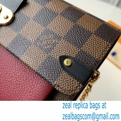 Louis Vuitton Damier Ebene Canvas Vavin Chain Wallet N60222 Bordeaux Red - Click Image to Close