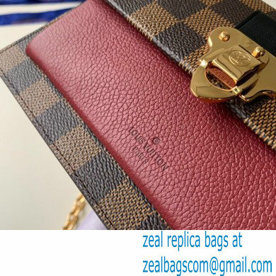 Louis Vuitton Damier Ebene Canvas Vavin Chain Wallet N60222 Bordeaux Red - Click Image to Close