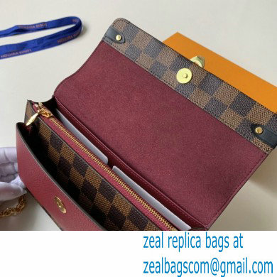 Louis Vuitton Damier Ebene Canvas Vavin Chain Wallet N60222 Bordeaux Red - Click Image to Close