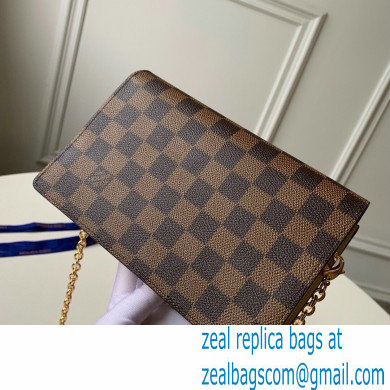 Louis Vuitton Damier Ebene Canvas Vavin Chain Wallet N60237 Creme