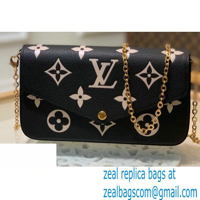 Louis Vuitton Grained Leather Felicie Pochette Bag M69977 Black 2020 - Click Image to Close