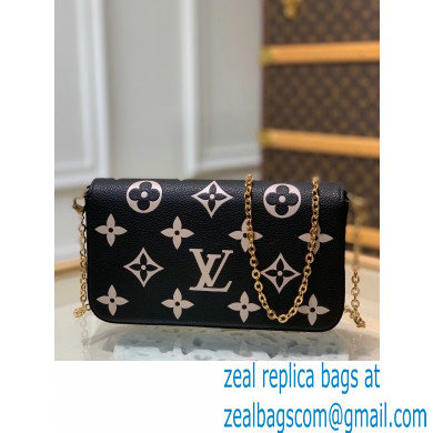 Louis Vuitton Grained Leather Felicie Pochette Bag M69977 Black 2020 - Click Image to Close