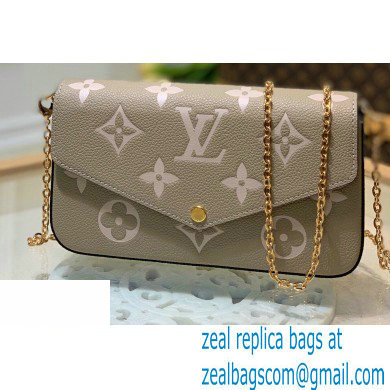 Louis Vuitton Grained Leather Felicie Pochette Bag M69977 Tourterelle Gray 2020