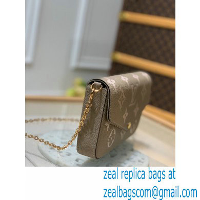 Louis Vuitton Grained Leather Felicie Pochette Bag M69977 Tourterelle Gray 2020 - Click Image to Close