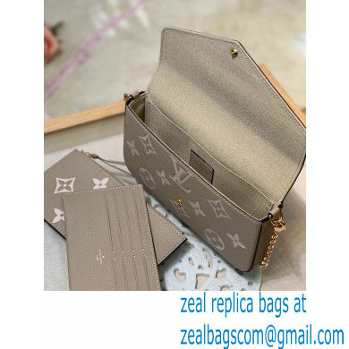 Louis Vuitton Grained Leather Felicie Pochette Bag M69977 Tourterelle Gray 2020