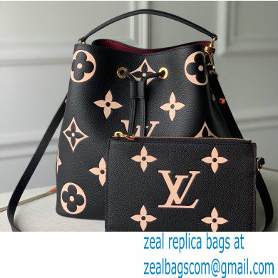 Louis Vuitton Grained Leather NeoNoe MM Bucket Bag M45497 Black 2020 - Click Image to Close