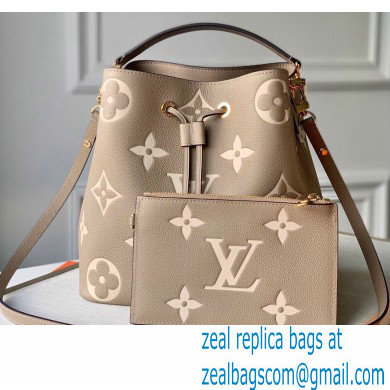 Louis Vuitton Grained Leather NeoNoe MM Bucket Bag M45555 Tourterelle Gray 2020 - Click Image to Close