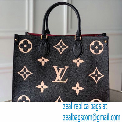 Louis Vuitton Grained Leather OnTheGo MM Tote Bag M45495 Black 2020