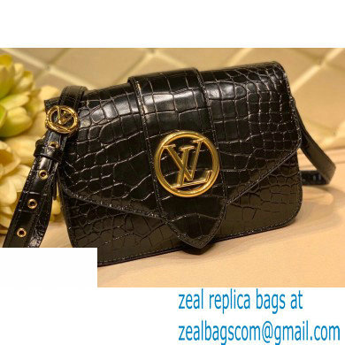 Louis Vuitton LV Pont 9 Bag N98478 Croco Pattern Black 2020