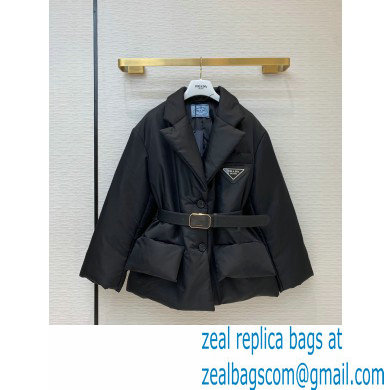 PRADA BLACK DOWN JACKET WITH A BELT WINTER 2020