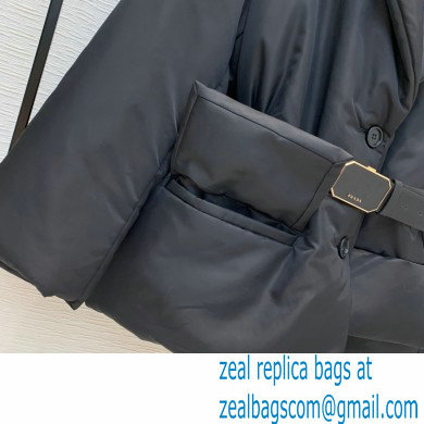 PRADA BLACK DOWN JACKET WITH A BELT WINTER 2020