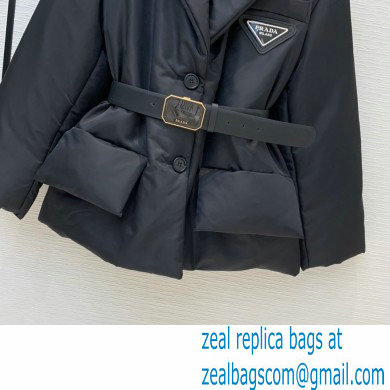 PRADA BLACK DOWN JACKET WITH A BELT WINTER 2020