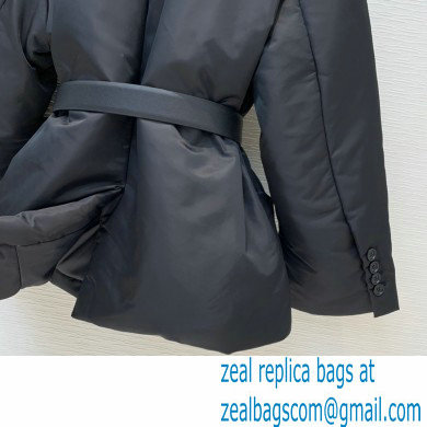 PRADA BLACK DOWN JACKET WITH A BELT WINTER 2020