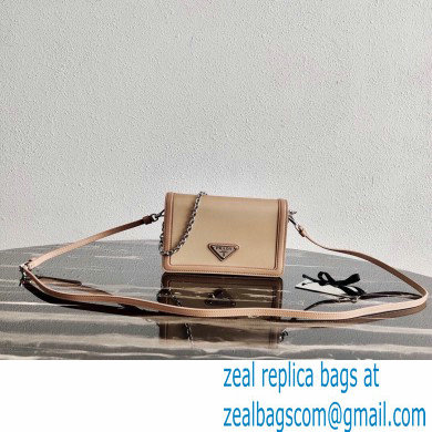 Prada Chain Handle Nylon and Leather Mini Bag 1BP019 Beige 2020
