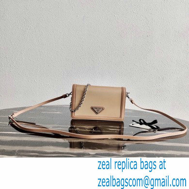 Prada Chain Handle Nylon and Leather Mini Bag 1BP019 Beige 2020 - Click Image to Close