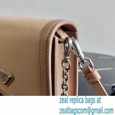 Prada Chain Handle Nylon and Leather Mini Bag 1BP019 Beige 2020 - Click Image to Close