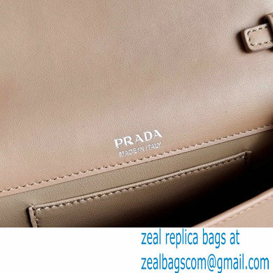 Prada Chain Handle Nylon and Leather Mini Bag 1BP019 Beige 2020 - Click Image to Close