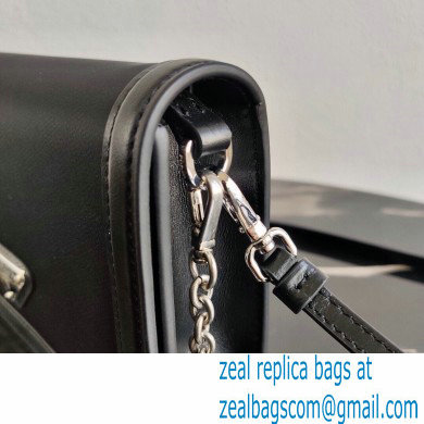 Prada Chain Handle Nylon and Leather Mini Bag 1BP019 Black 2020 - Click Image to Close