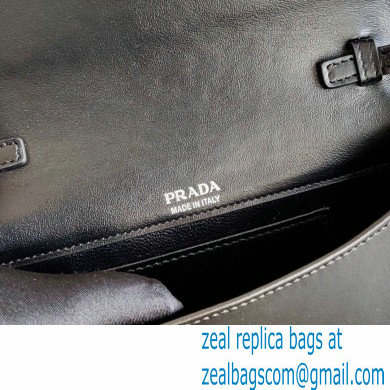 Prada Chain Handle Nylon and Leather Mini Bag 1BP019 Black 2020 - Click Image to Close