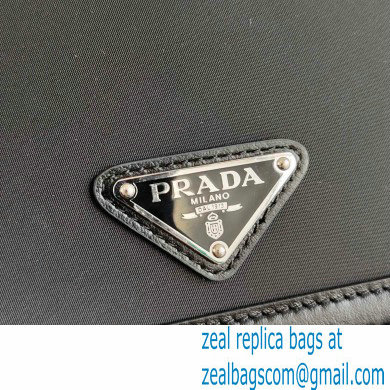 Prada Chain Handle Nylon and Leather Mini Bag 1BP019 Black 2020 - Click Image to Close