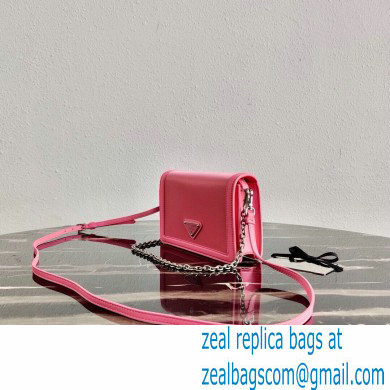 Prada Chain Handle Nylon and Leather Mini Bag 1BP019 Pink 2020