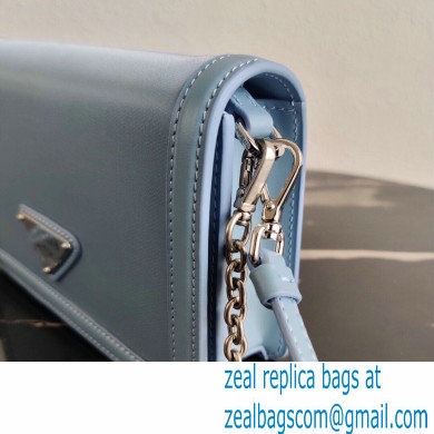 Prada Chain Handle Nylon and Leather Mini Bag 1BP019 Sky Blue 2020