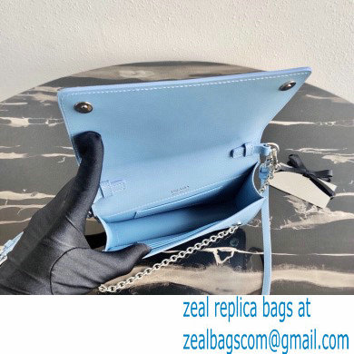 Prada Chain Handle Nylon and Leather Mini Bag 1BP019 Sky Blue 2020