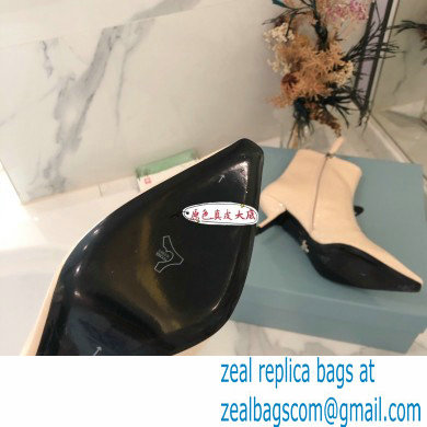 Prada Heel 6cm Glossy Patent Leather Booties Beige 2020