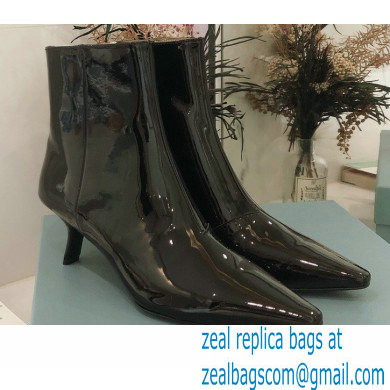 Prada Heel 6cm Glossy Patent Leather Booties Black 2020 - Click Image to Close