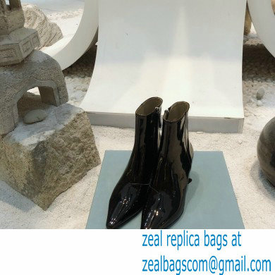 Prada Heel 6cm Glossy Patent Leather Booties Black 2020