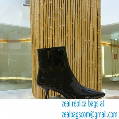 Prada Heel 6cm Glossy Patent Leather Booties Black 2020