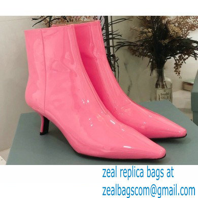 Prada Heel 6cm Glossy Patent Leather Booties Pink 2020 - Click Image to Close